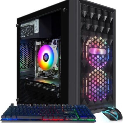 STGAubron Gaming PC Computer Desktop, Radeon RX 590 8G, Intel Core I7 8th up to 4.1GHz, 16G DDR4, 512G SSD, WiFi 6 & BT 5.2, RGB Fan x2, Windows 11 Home