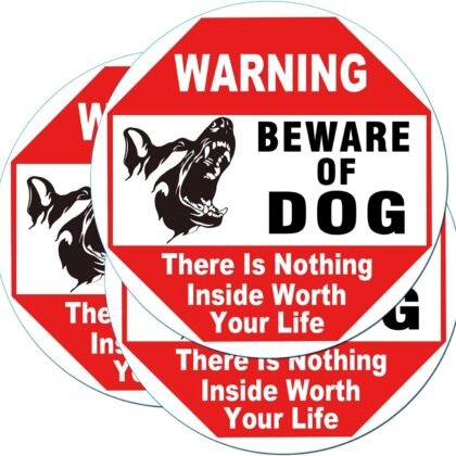 3 Set Warning Signs Beware of Dog There is Nothing Here Worth Your Life Protected by Armed Property Owner Sign Static Cling Decal Inside Outside Window 6 x 6 Inch Removable and Reusable