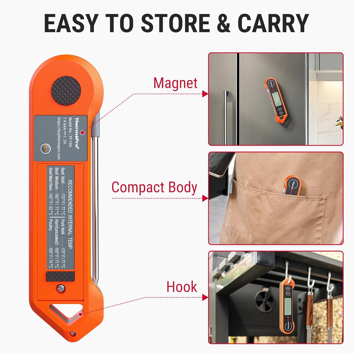 ThermoPro TP19H Digital Meat Thermometer for Cooking with Ambidextrous Backlit and Motion Sensing Kitchen Cooking Food Thermometer for BBQ Grill Smoker Oil Fry Candy Instant Read Thermometer - Image 7