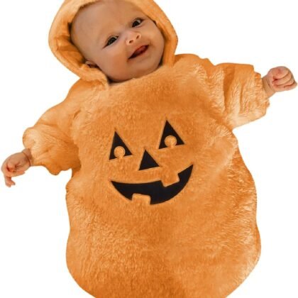 Infant Baby Girl Boy Halloween Outfits Long Sleeve Jumpsuit Ghost Romper One Piece Fall Winter Hoodie Bodysuit