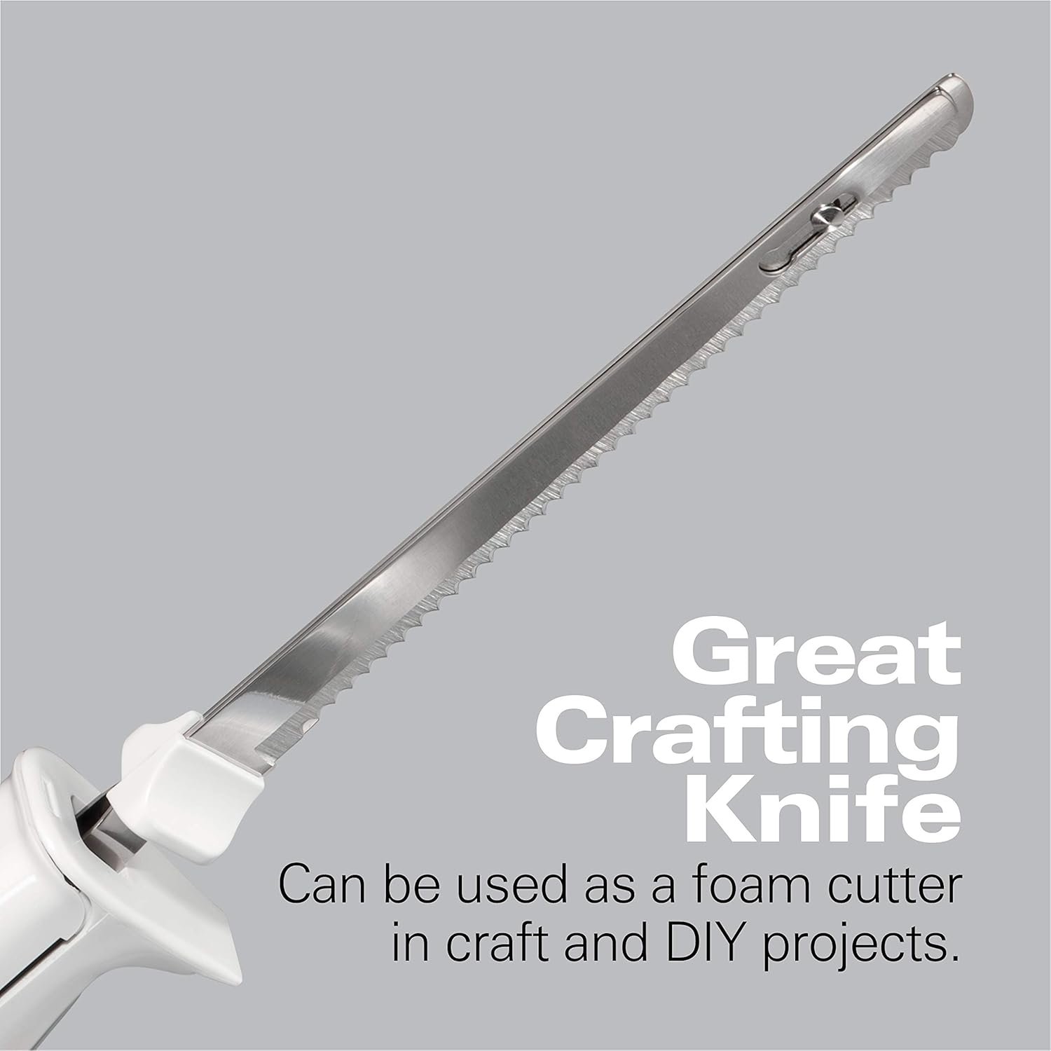 Hamilton Beach Electric Knife Set for Carving Meats, Poultry, Bread, Crafting Foam & More, Reciprocating Serrated Stainless Steel Blades, Ergonomic Design Storage Case + Fork Included, 5Ft Cord, White - Image 7