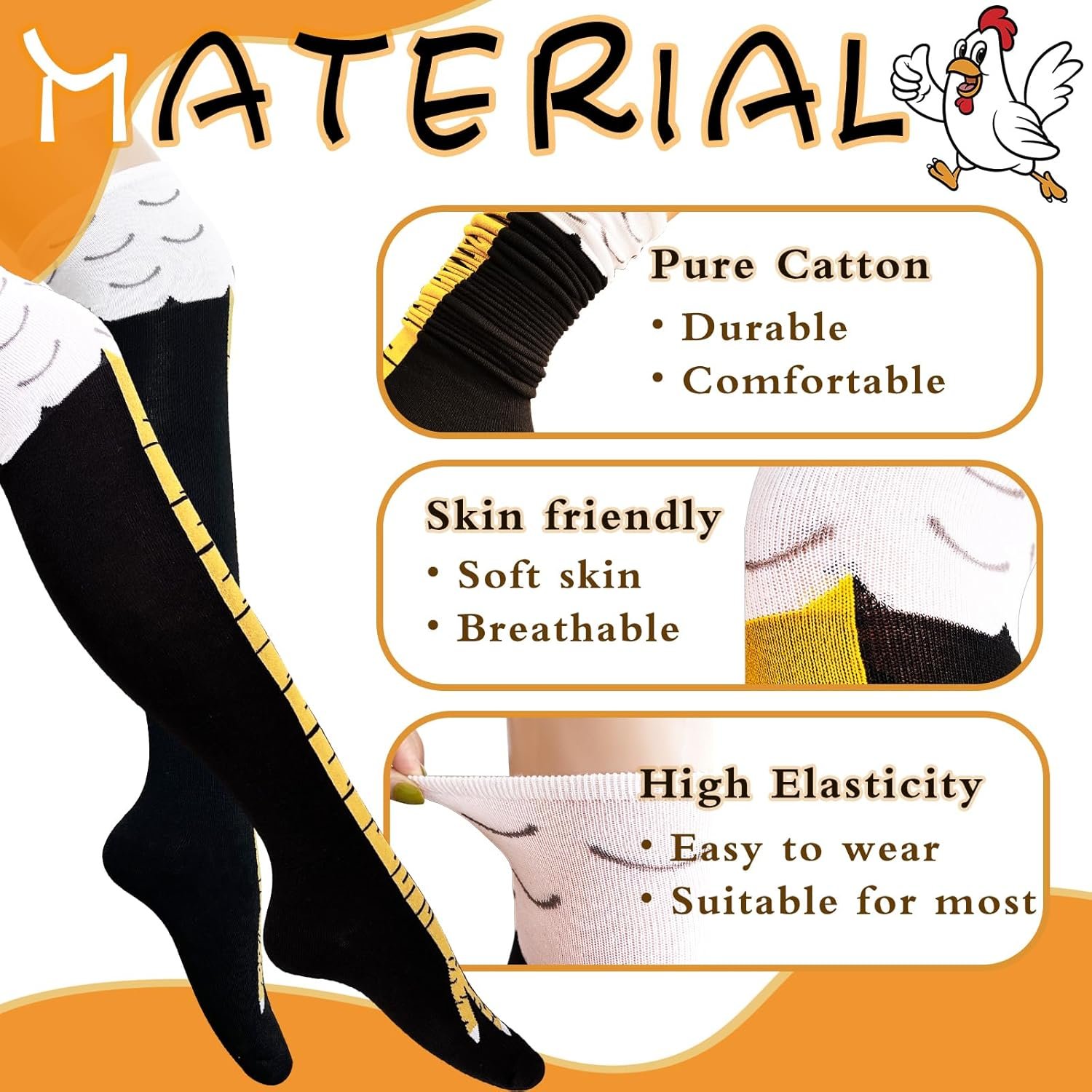 Funny Chicken Legs Socks,Novelty Knee-High Turkey Socks,3D Animal Paw Sock Funny Gifts for Thanksgiving,Christmas - Image 3