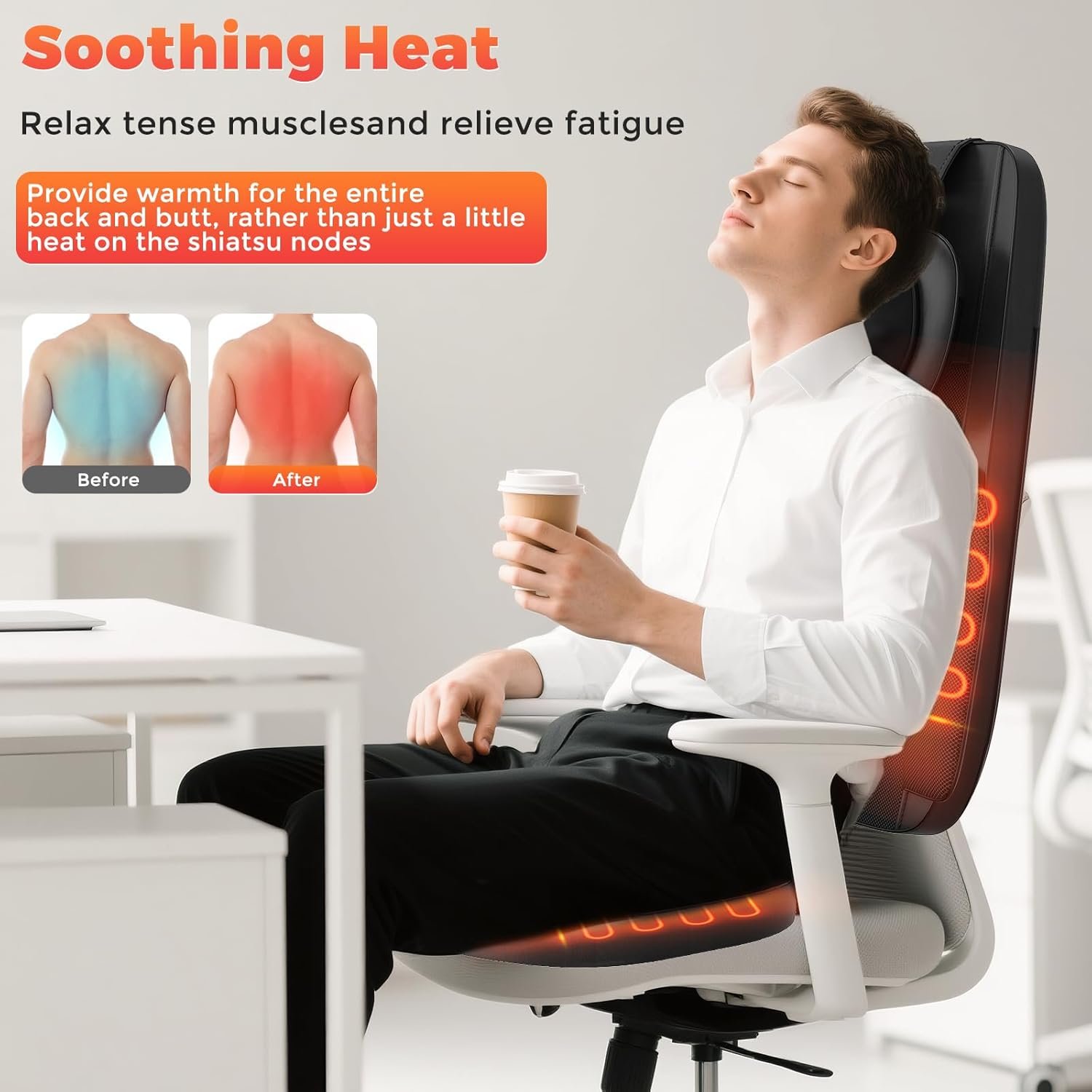Shiatsu Neck and Back Massager with Heat, 4D Kneading Back Massager for Pain Relief Deep Tissue, Comfortable Back Massage for Chair, Massage Mat for Home Office, Gifts for Christmas Women Men Parents - Image 6