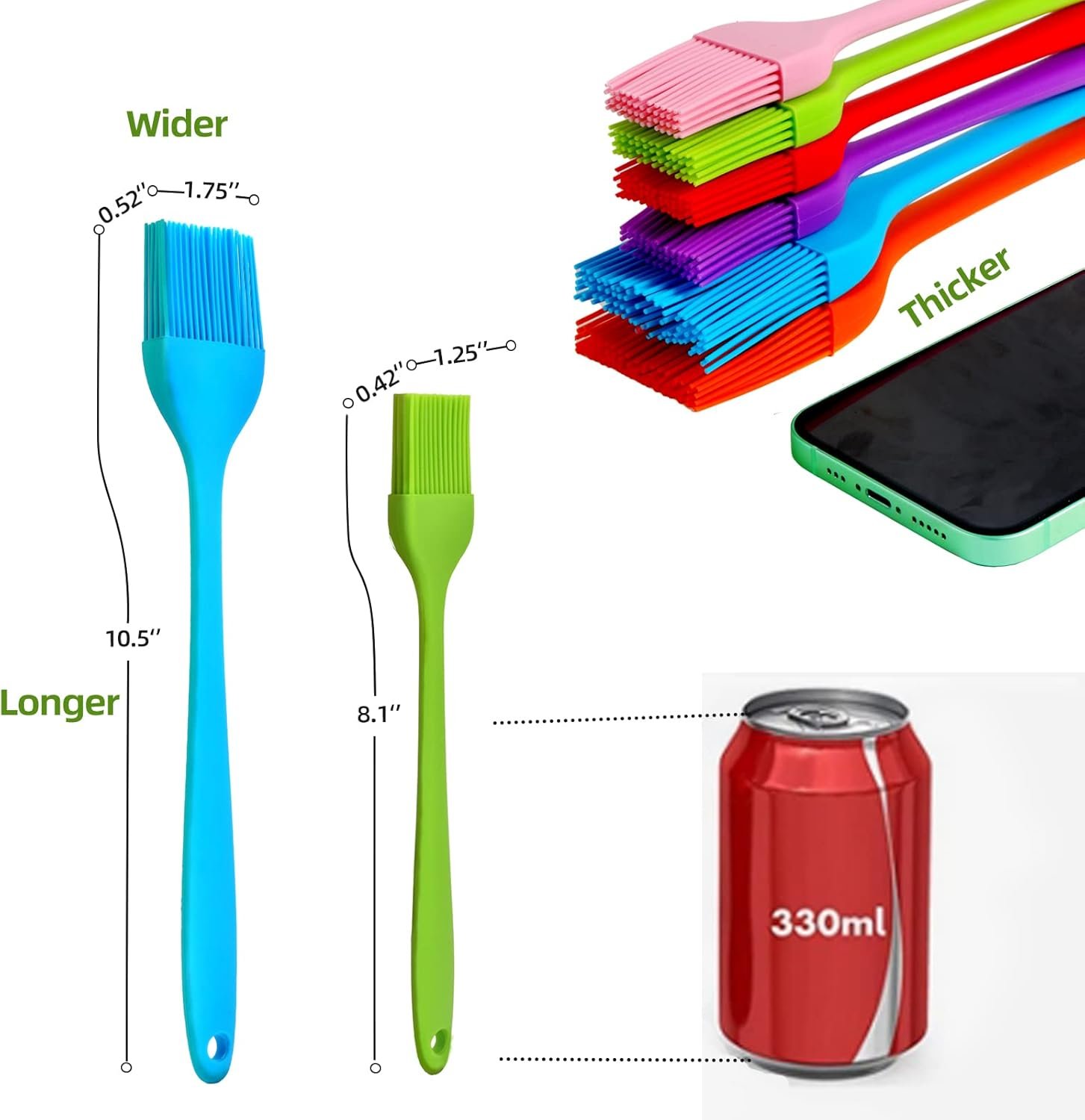 6 PCS CUALORK Silicone Basting Brush, Upgrade Pastry Brush,Heat Resistant Silicone Brushes, Premium Cooking Brush for Sauce Marinade Meat Glazing, Oil Brush for BBQ Kitchen Cooking Baking and Grilling - Image 3