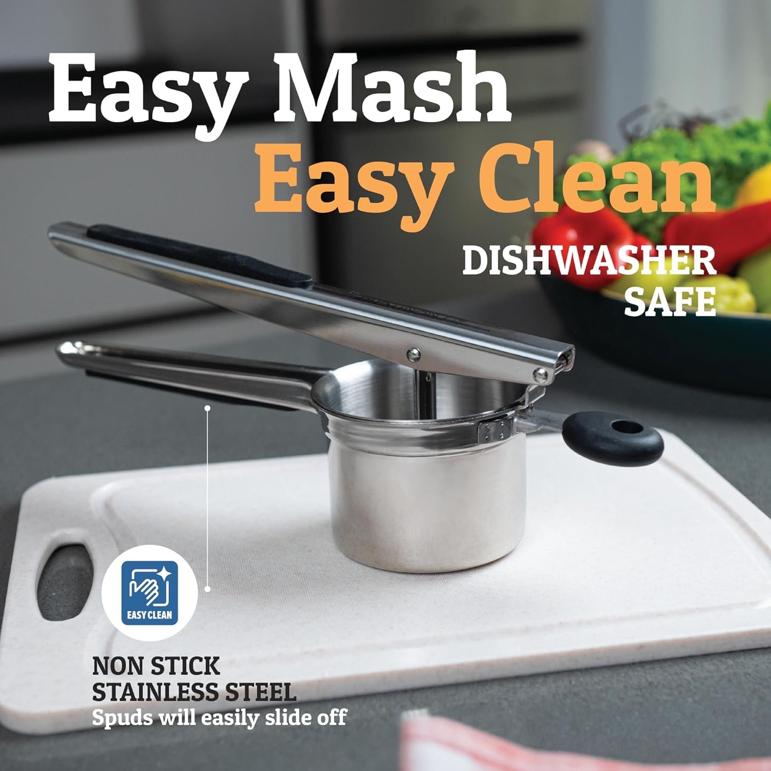 PriorityChef Large 15oz Potato Ricer, Heavy Duty Stainless Steel Potato Masher and Ricer Kitchen Tool, Press and Mash Kitchen Gadget For Perfect Mashed Potatoes - Everytime - Image 4