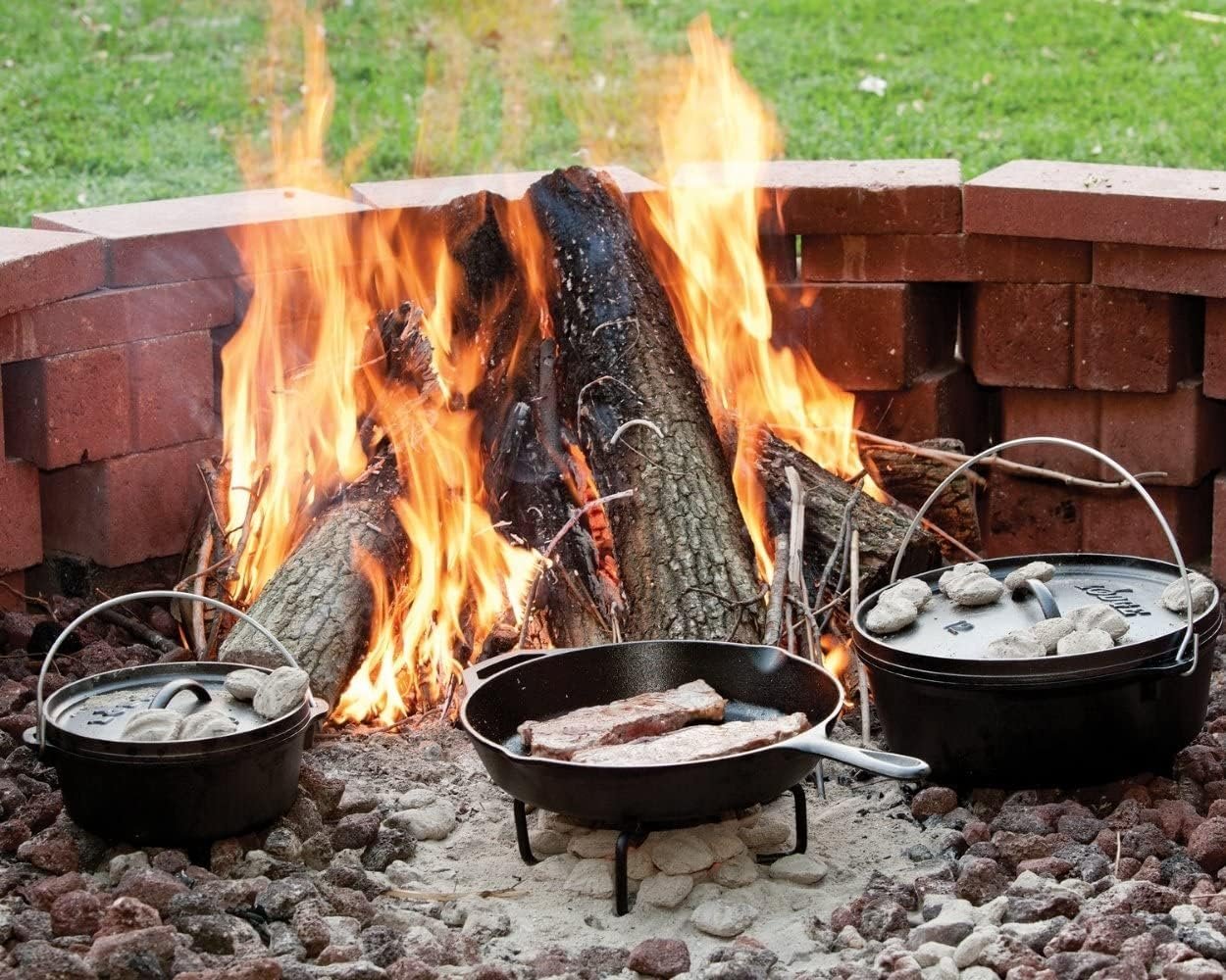 Lodge 12 Inch Cast Iron Skillet with Red Silicone Hot Handle Holder – Pre-Seasoned Frying Pan for Stove, Oven, Grill & Campfire – Made in the USA – Durable, Nonstick Cast Iron Cookware – Black - Image 2