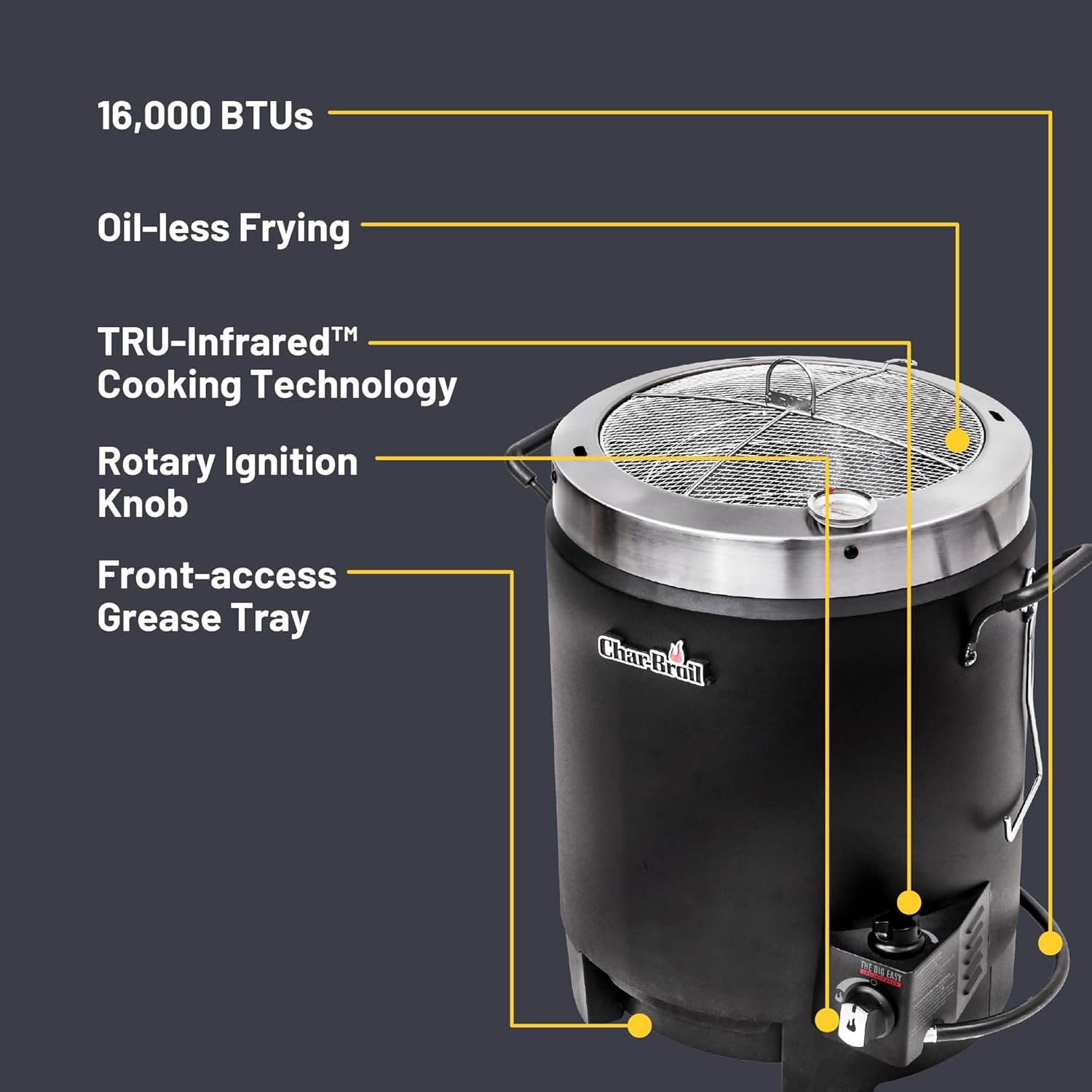 Charbroil® The Big Easy® TRU-Infrared™ Cooking Technology Propane Gas Stainless Steel Oil-Less Turkey Fryer, Black - 17102065 - Image 5