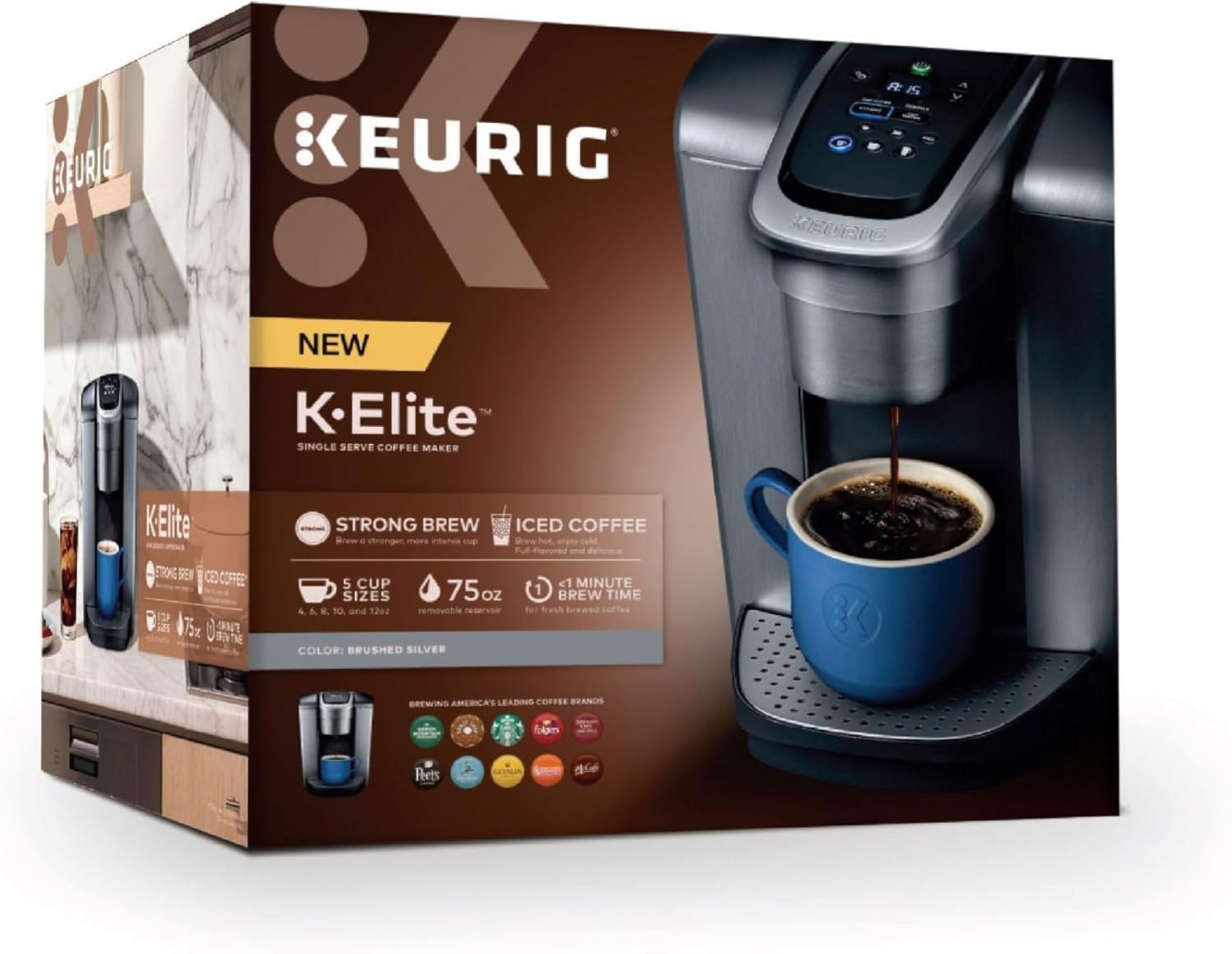 Keurig K-Elite Single Serve K-Cup Pod Coffee Maker, with Strength and Temperature Control, Iced Coffee Capability, 8 to 12oz Brew Size, Programmable, Brushed Silver - Image 13