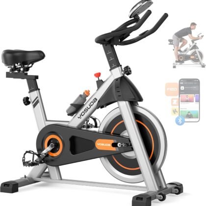 YOSUDA Exercise Bike, Brake Pad Stationary Bike for Home with Exclusive App, Magnetic Indoor Cycling Bike with 300 lb Weight Capacity, Low Noise, Tablet Holder and Fitness Courses for Weight Loss