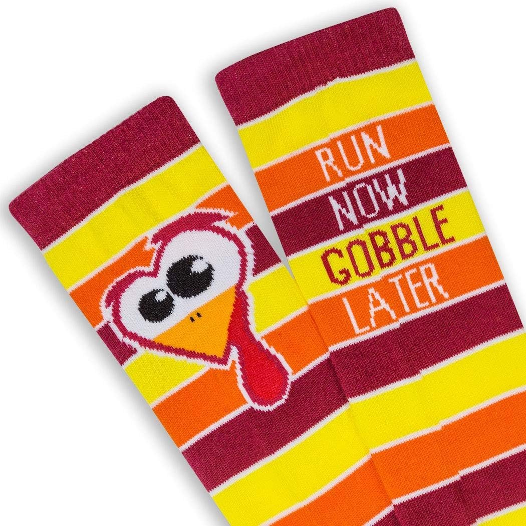 Gone For a Run Run Now Gobble Later Knee High Athletic Running Socks | Fun Turkey Trot Running Socks - Image 3