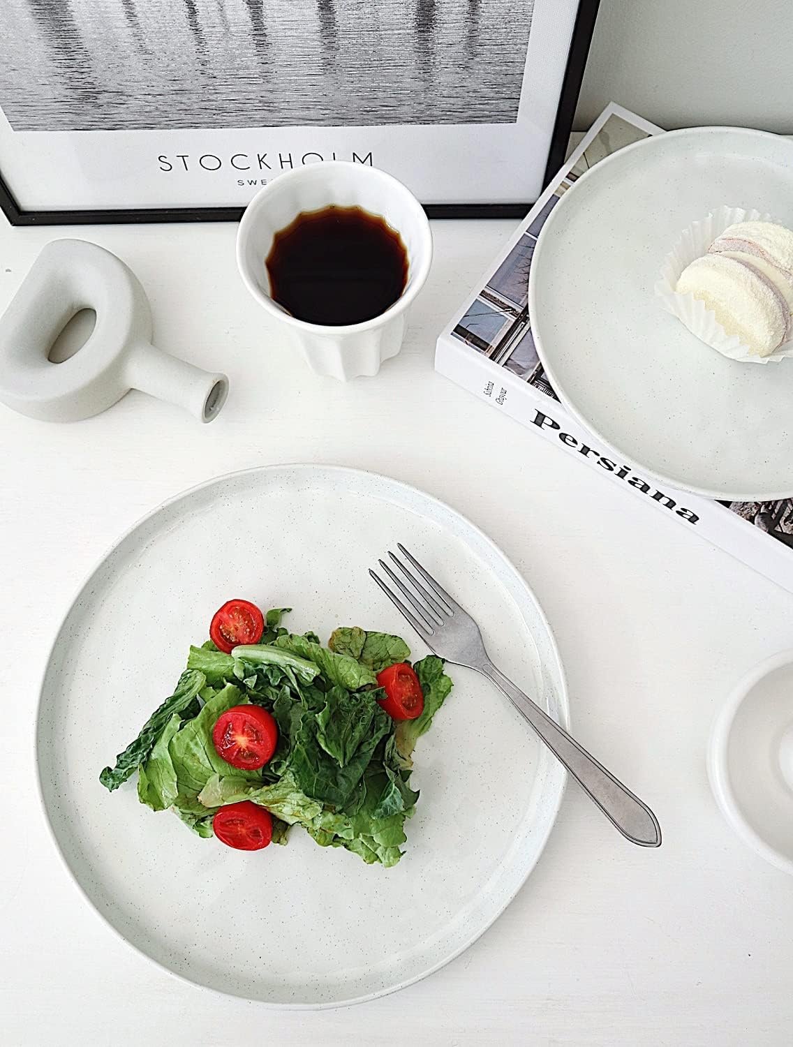 famiware Mars 6 Pieces Dinner Plates, 10.25 inch Plate Set, Scratch Resistant, Stoneware Dinnerware, Kitchen Modern Rustic Serving Dishes, White - Image 2