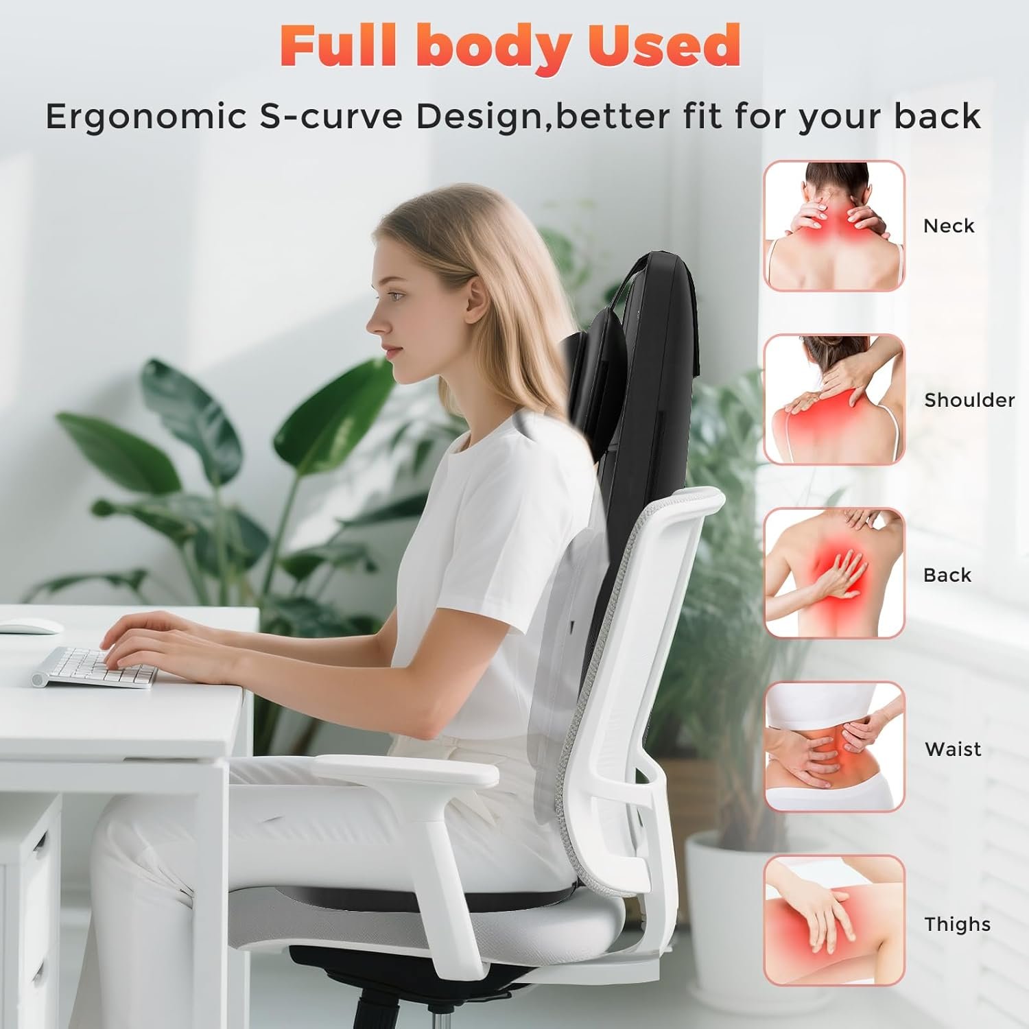 Shiatsu Neck and Back Massager with Heat, 4D Kneading Back Massager for Pain Relief Deep Tissue, Comfortable Back Massage for Chair, Massage Mat for Home Office, Gifts for Christmas Women Men Parents - Image 7