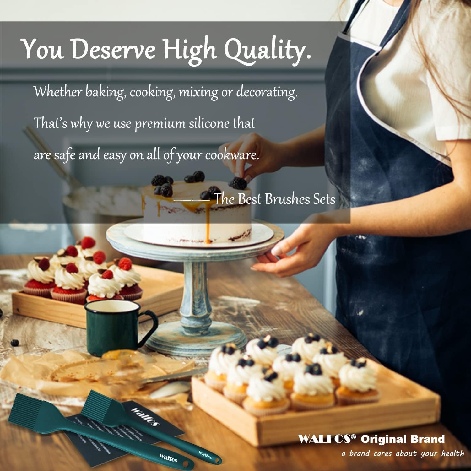 Walfos 600℉ Heat Resistasnt Basting Brush, BPA Free Silicone Pastry Brushes for Cooking, Spread Oil Butter Sauce for Baking Kitchen BBQ Grill, Dishwasher Safe, 2 Size (Large and Samll) - Image 8