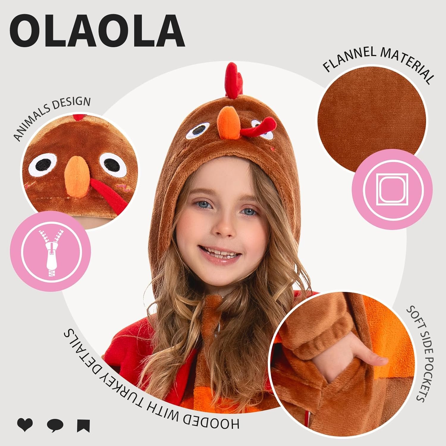 OLAOLA Kids Animal Onesie, Unisex Onesies, Plush Cosplay Pajamas for Girls Boys, One-Piece Sleepwear Halloween Costume - Image 5