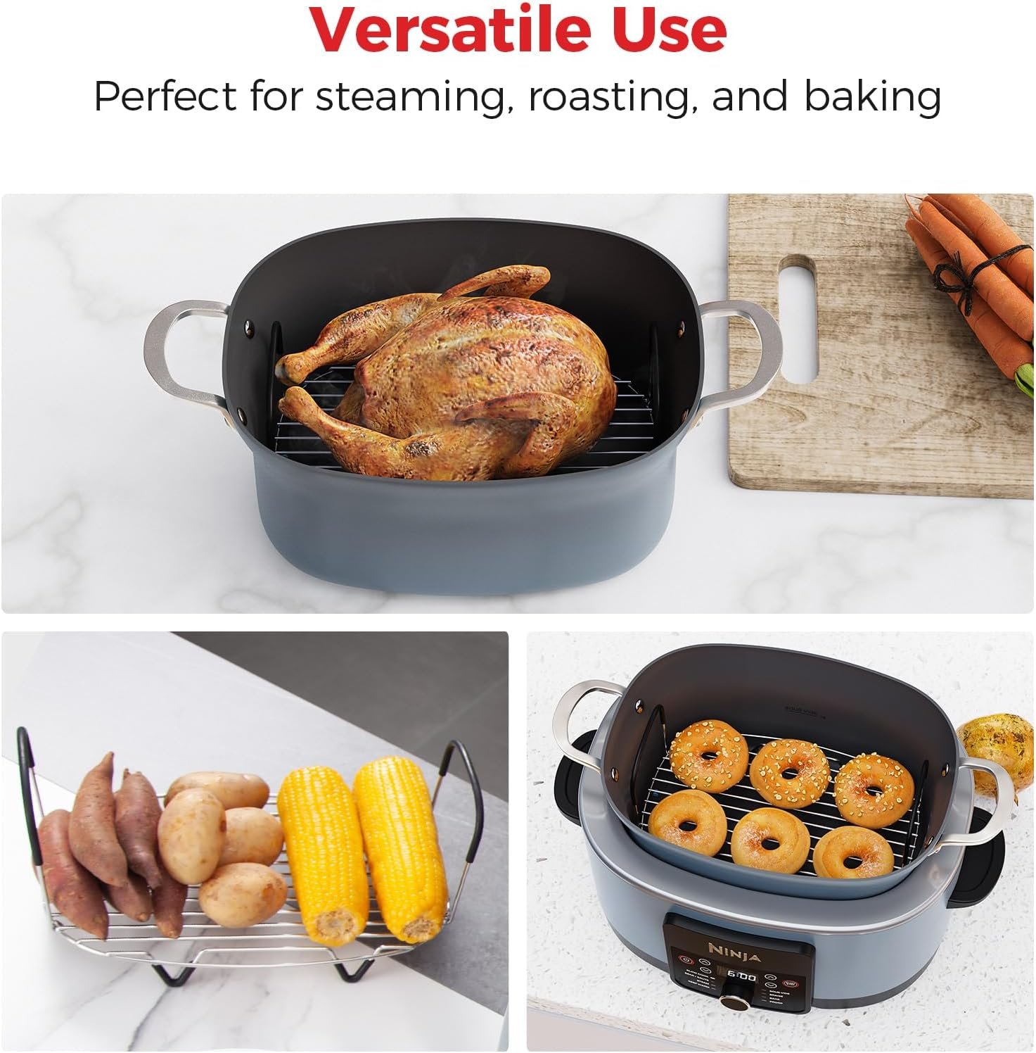 Goldlion Steam and Roast Rack Compatible with Ninja Crockpot Slow Cooker - Stainless Steel Roasting Rack with Silicone-Protected Feet & Handles - Accessories for Ninja Foodi Possiblecooker - Image 5