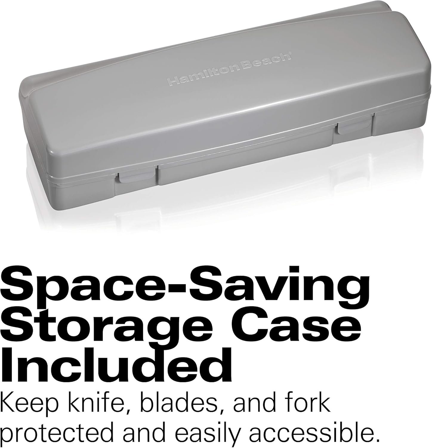 Hamilton Beach Electric Knife Set for Carving Meats, Poultry, Bread, Crafting Foam & More, Reciprocating Serrated Stainless Steel Blades, Ergonomic Design Storage Case + Fork Included, 5Ft Cord, White - Image 6