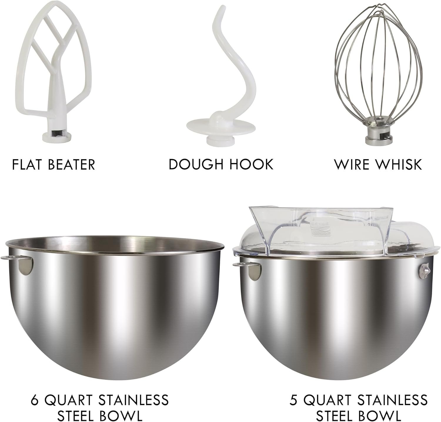 Kenmore Elite 600W Bowl Lift Stand Mixer - Digital 10 Speed Mixing, Electric, Countertop, Heavy Duty, Kitchen Appliance, 5 & 6 Qt Stainless Steel Bowls With Flat Beater, Whisk, Dough Hook Attachments - Image 6