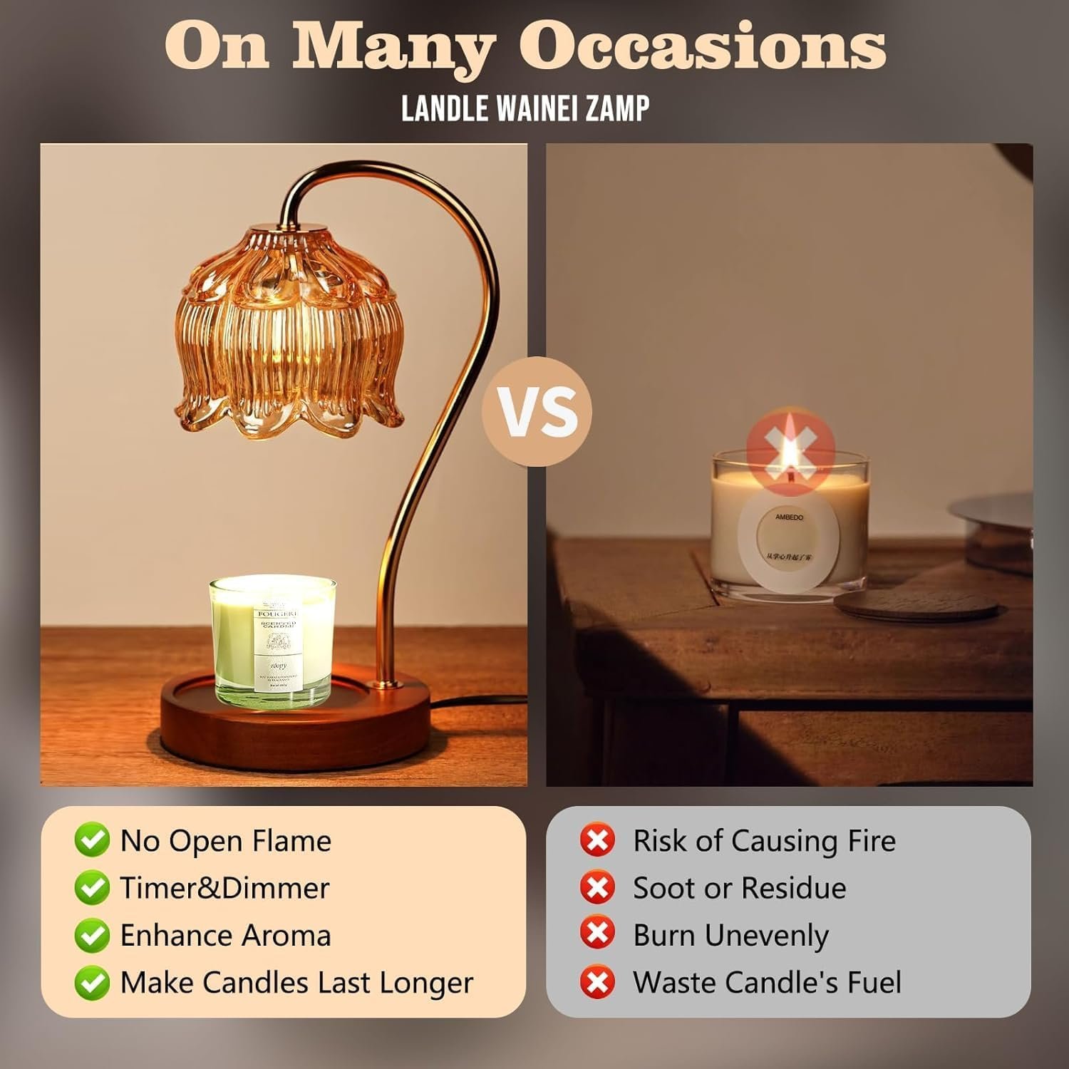 GEEZO Fragrance Candle Warmer Lamp,Electric Candle Warmer with Timer & Dimmer,Mom Christmas Birthday Gifts for Women, House Warming Gifts New Home Bedroom Decor - Image 5