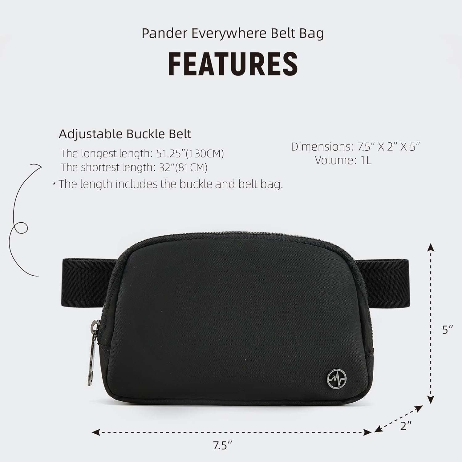 Pander Cross Body Fanny Pack for Women, Fashion Waist Packs, Crossbody Bags, Belt Bag with Adjustable Strap (Black) - Image 6