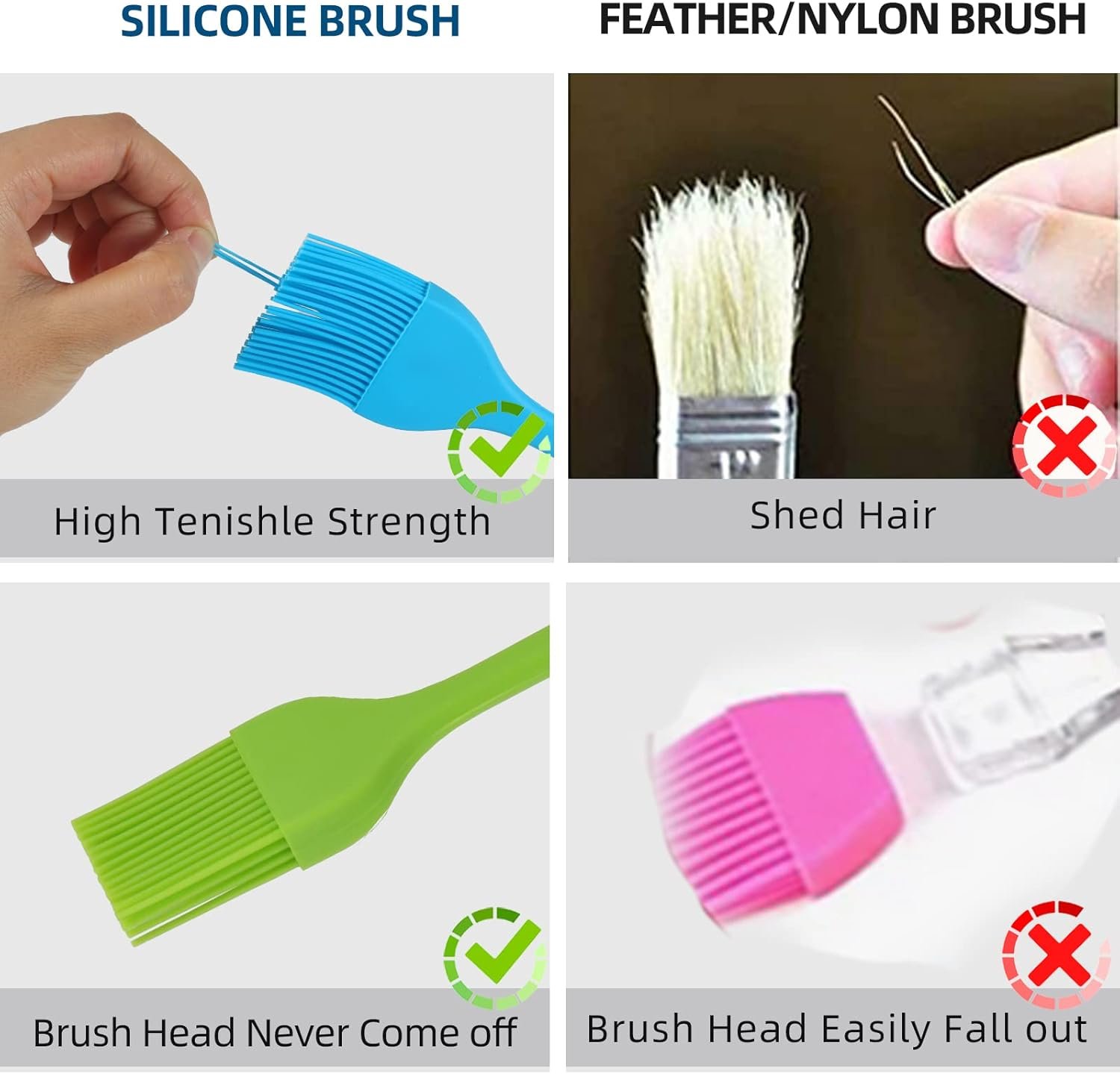6 PCS CUALORK Silicone Basting Brush, Upgrade Pastry Brush,Heat Resistant Silicone Brushes, Premium Cooking Brush for Sauce Marinade Meat Glazing, Oil Brush for BBQ Kitchen Cooking Baking and Grilling - Image 6