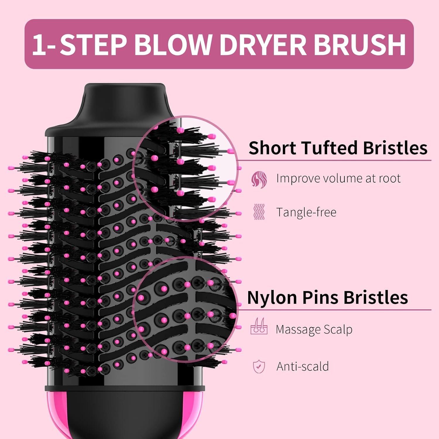 Hair Dryer Brush Blow Dryer in One, Upgraded 4 in 1 Hair Dryer and Styler Volumizer with Negative Ion Anti-frizz Ceramic Titanium Barrel Hot Air Hair Straightener Brush - Image 6