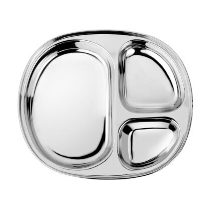 Ahimsa Stainless Steel Kids Plate, Pediatrician Designed Divided Toddler & Baby Plates, Non Toxic, Unbreakable & Dishwasher Safe, Polished