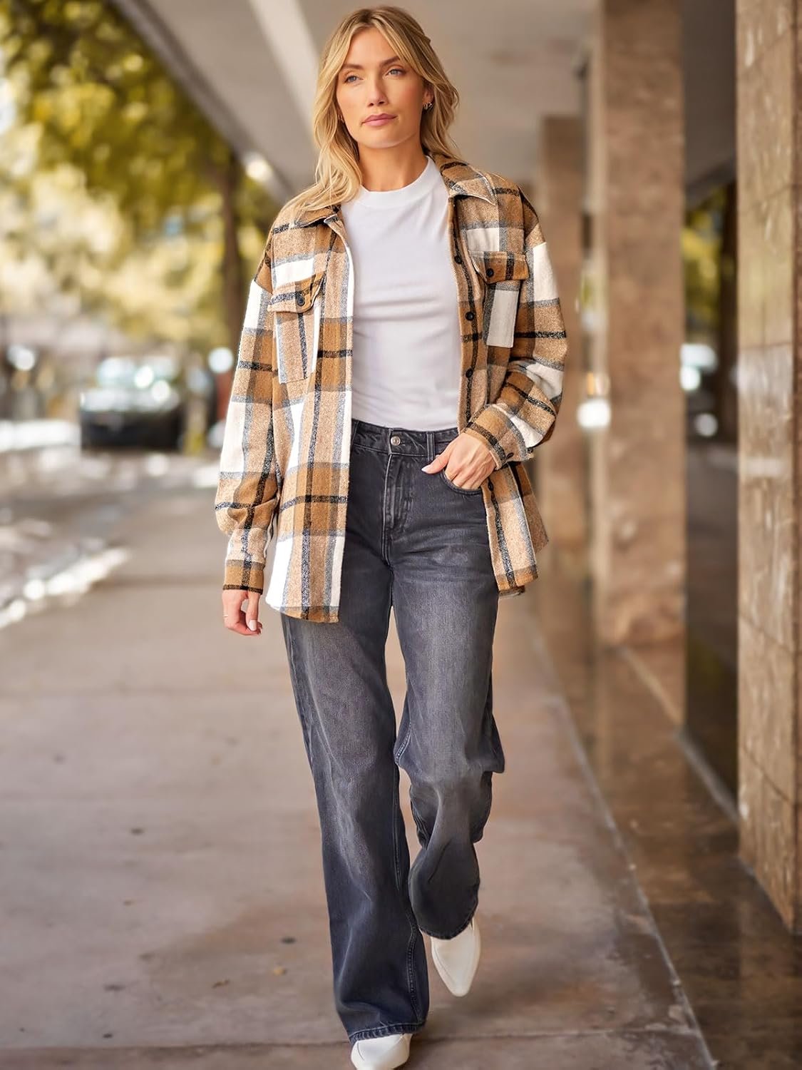 AUTOMET Womens Fall Outfits Fashion Clothes Shackets Flannel Plaid Button Down Long Sleeve Shirts Jackets - Image 5