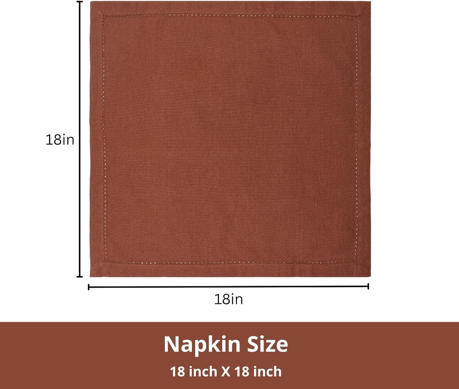 PurpleEssences Rust Set of 12 Hemstitch Cloth Dinner Napkins 100% Cotton - Soft Durable Washable - Ideal for Wedding Christmas Holiday Winter - Perfect Everyday Use Table Linen 18x18 - Rust - Image 2