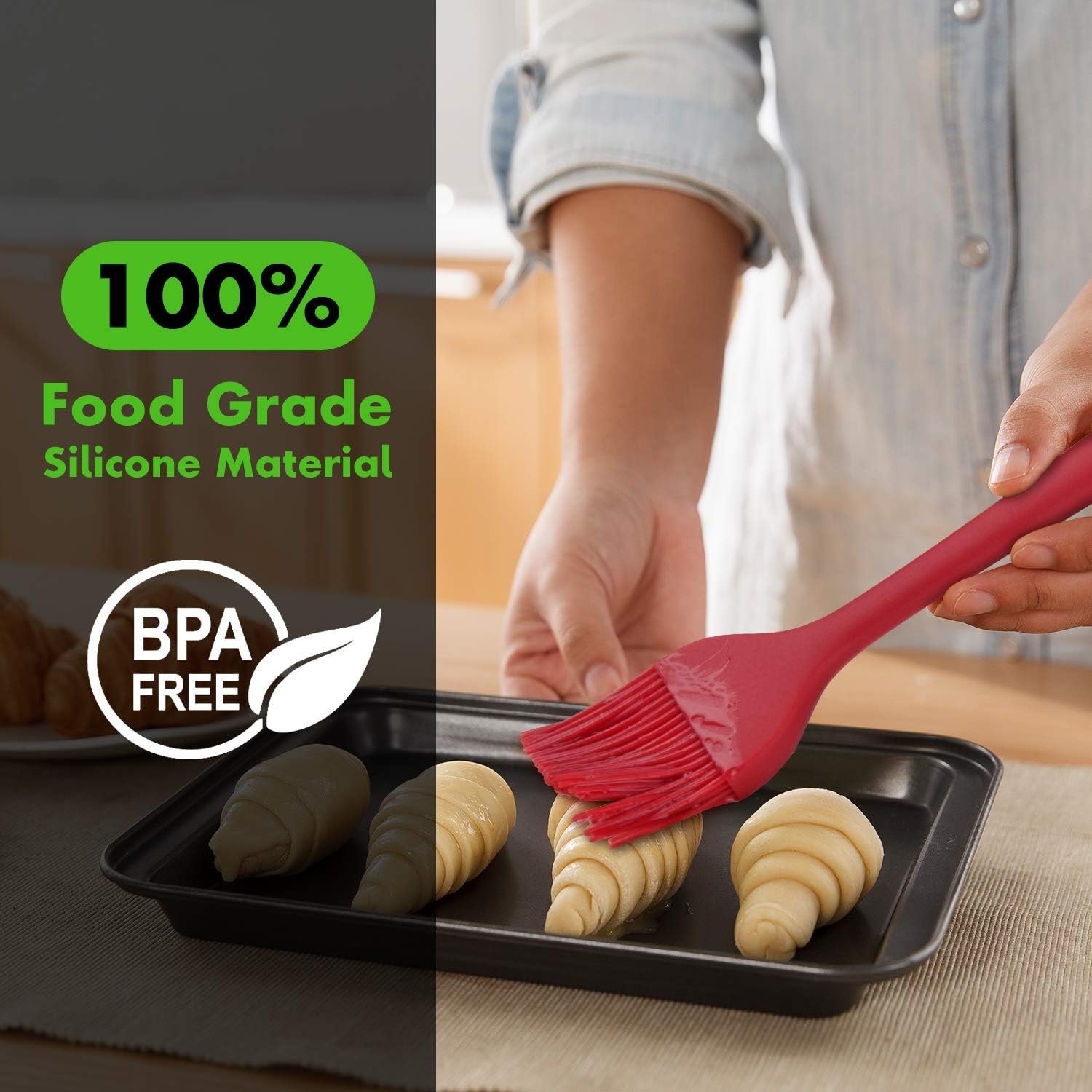 HOTEC 600℉ Heat Resistant BPA Free Silicone Marinading Meat Grill Basting Pastry Brush for Oil Butter Sauce Sausages Desserts Turkey Baster Grill Barbecue, Multicolor - Image 3