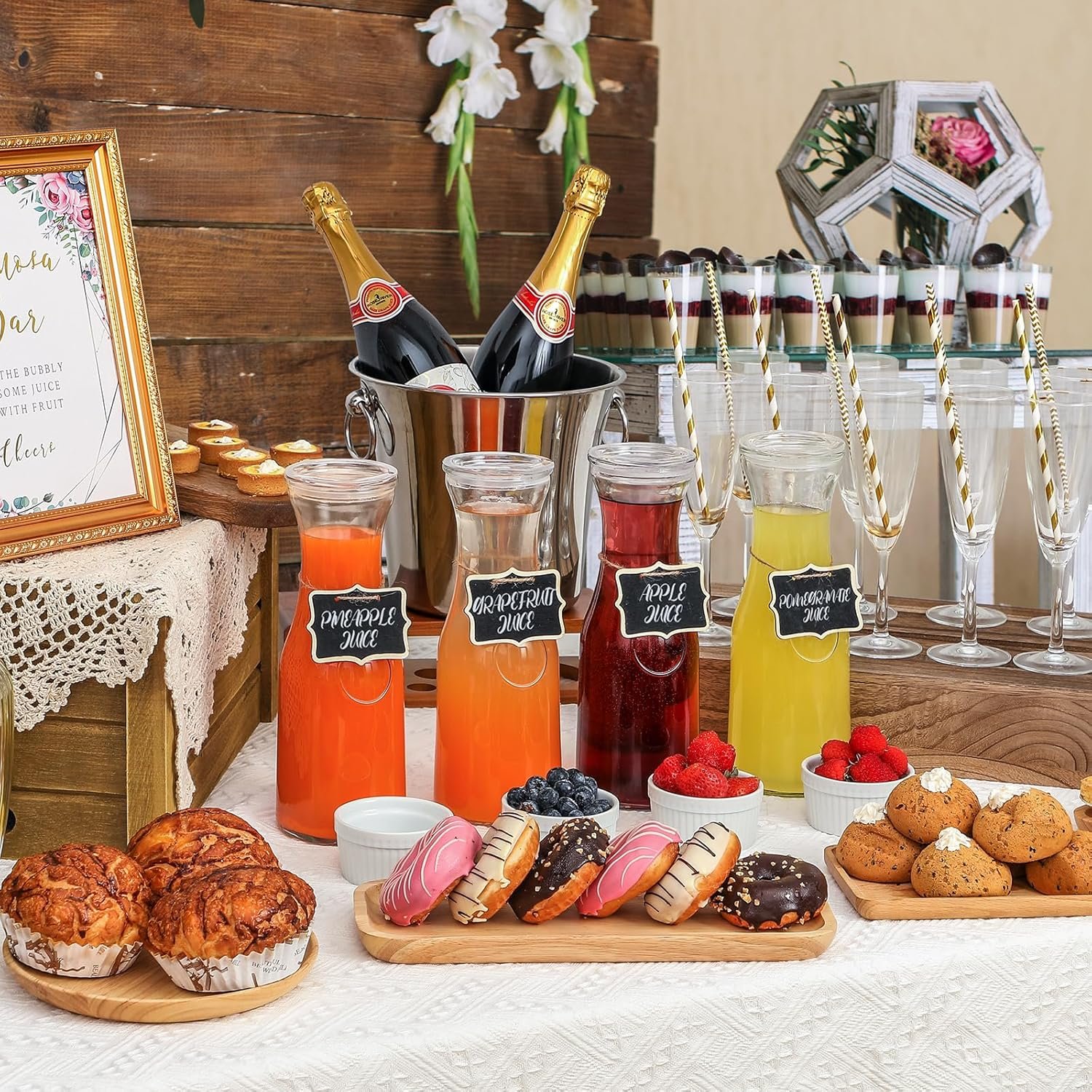 Set of 6 Glass Carafe with Lid, 1 Liter Beverage Serveware Carafe, Clear Glass Pitcher for Mimosa Bar, Brunch, Cold Water, Juice, Milk, Iced Tea, Lemonade - Image 7