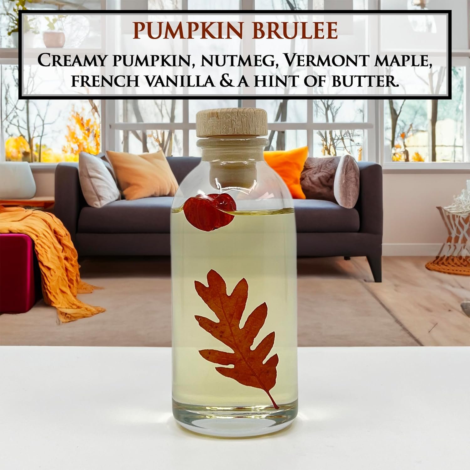 Urban Naturals Pumpkin Brulee Scented Sticks Reed Diffuser Oil Set | Fall & Winter Home Scent | Creamy Pumpkin Pie, Nutmeg & French Vanilla | Beautiful Autumn Home Decor | Great Gift Idea - Image 2