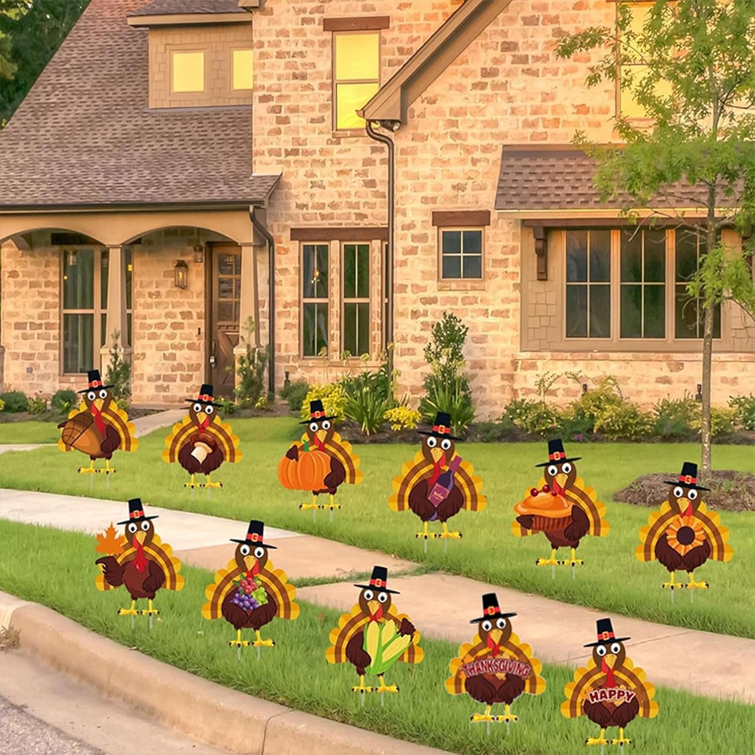 Fanboxk Thanksgiving Yard Decorations Outdoor,11Pcs Thanksgiving Turkey Yard Signs with Stakes,Harvest Porch Yard Sign Decorations for Autumn Farmhouse Patio Outdoor Decor.