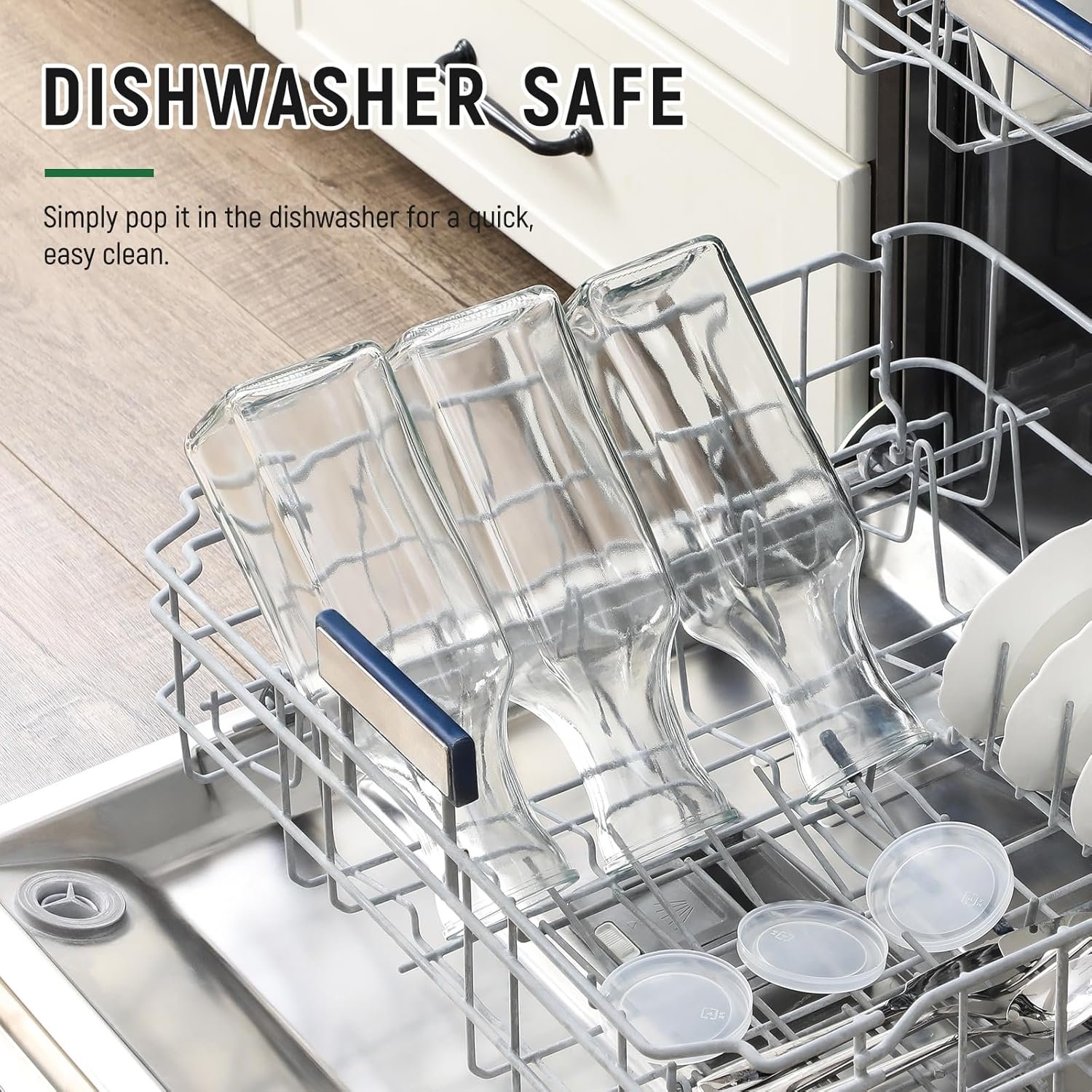 Set of 4 Square Glass Carafe with Lid, 1 Liter Clear Glass Pitcher, Beverage Serveware Carafe for Mimosa Bar, Brunch, Cold Water, Juice, Milk, Iced Tea, Lemonade - Image 3