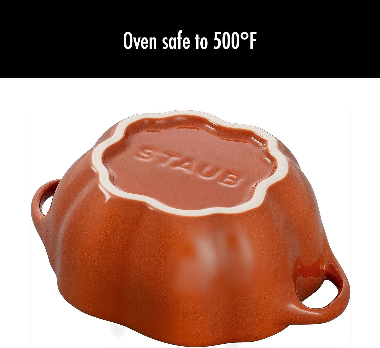 STAUB 0.5-qt Petite Ceramic, Oven & Stove Safe up to 572°F, Pumpkin Dish, Baking , Candy Dish, Burnt Orange - Image 7