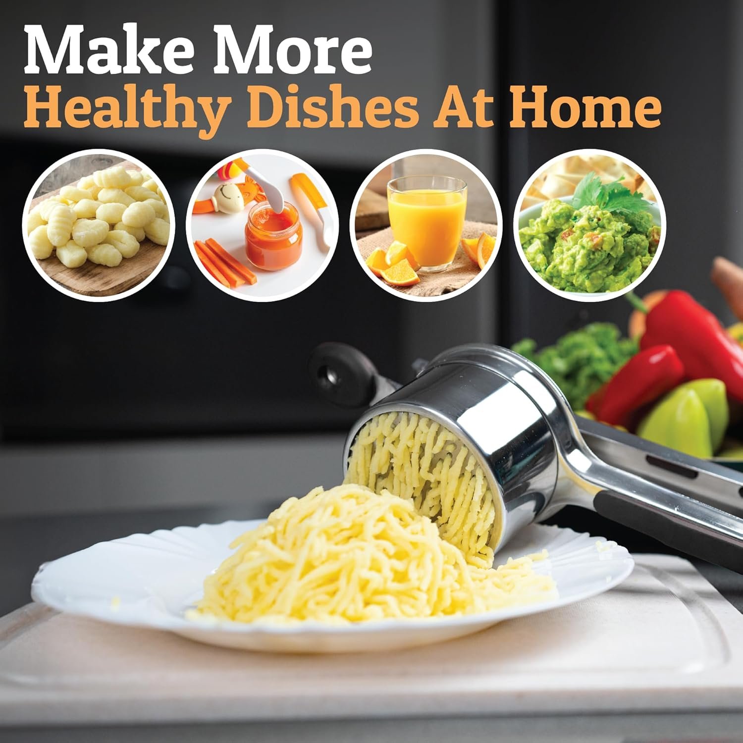 PriorityChef Large 15oz Potato Ricer, Heavy Duty Stainless Steel Potato Masher and Ricer Kitchen Tool, Press and Mash Kitchen Gadget For Perfect Mashed Potatoes - Everytime - Image 8