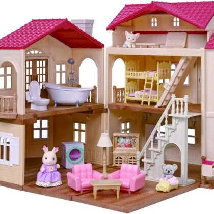 Calico Critters Red Roof Country Home Gift Set, Dollhouse Playset with Figures, Furniture and Accessories