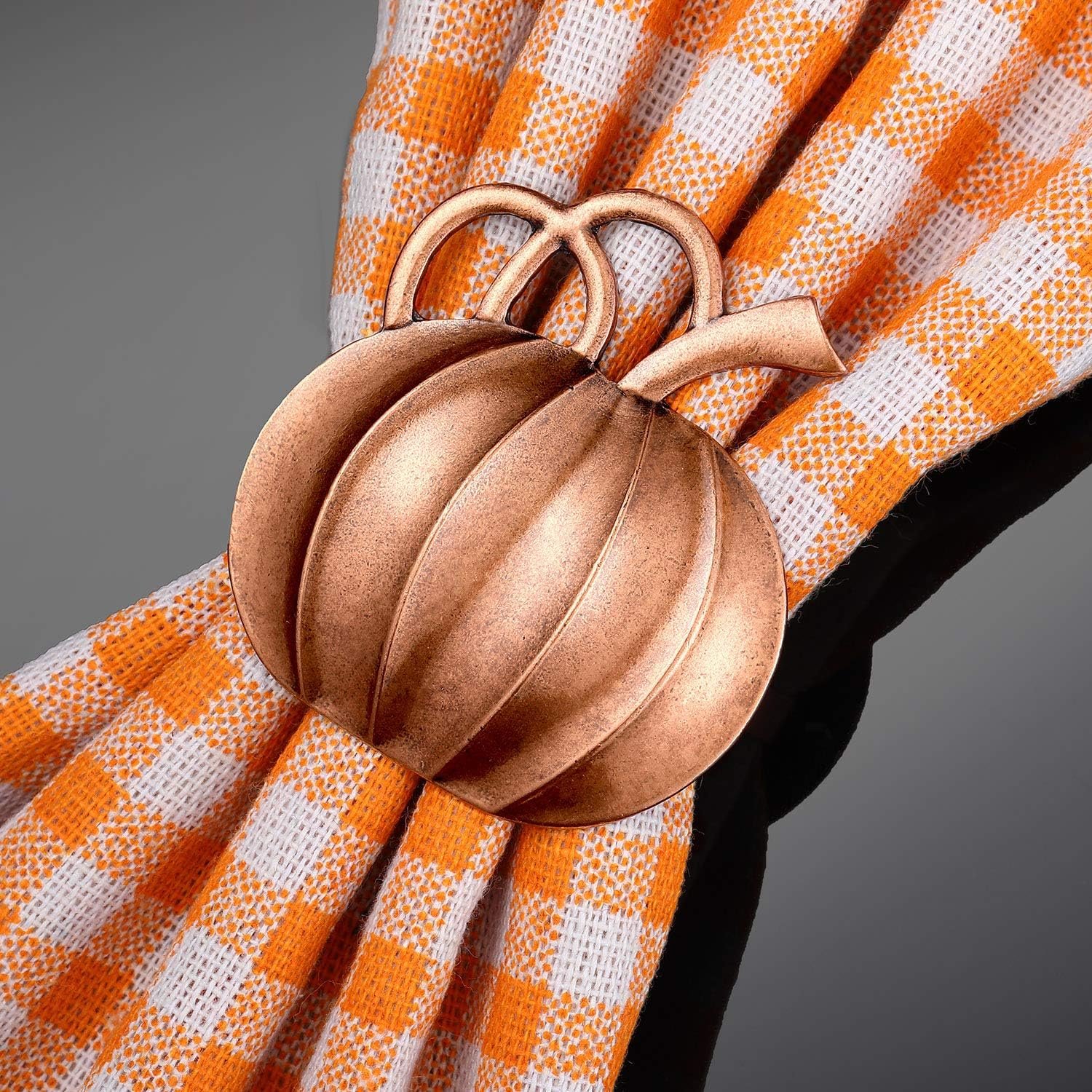 Patelai 6 Pieces Thanksgiving Pumpkin Napkin Rings Fall Napkin Holders Thanksgiving Dinner Tables Rings for Halloween Weddings Dinner Party Family Gatherings (Bronze) - Image 3