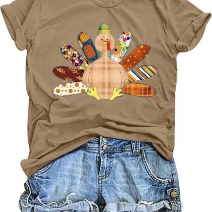 Thanksgiving Turkey Shirts: Women Thanksgiving Shirts Gobble Tshirt Casual Thankful Graphic Short Sleeve Tee Tops
