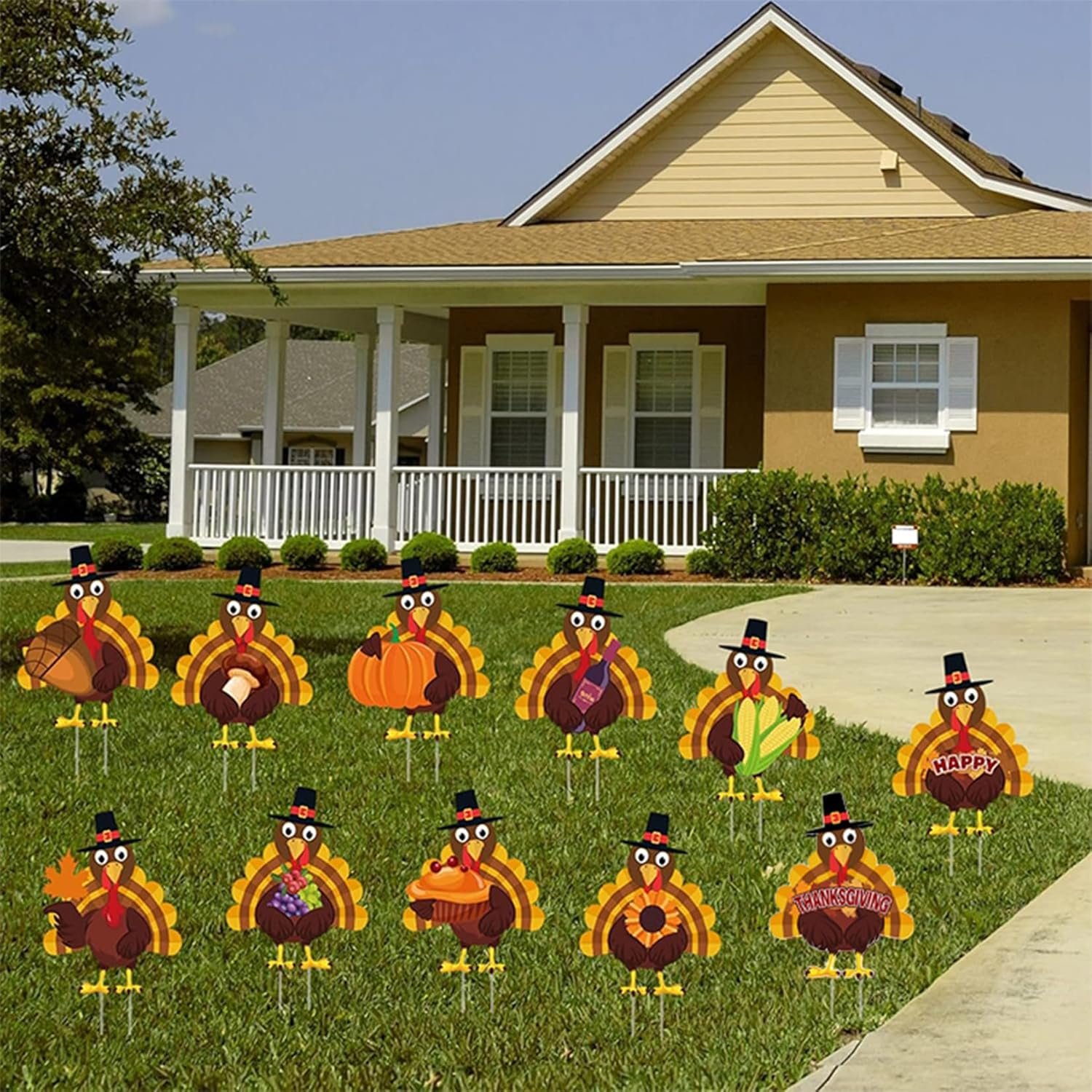 Fanboxk Thanksgiving Yard Decorations Outdoor,11Pcs Thanksgiving Turkey Yard Signs with Stakes,Harvest Porch Yard Sign Decorations for Autumn Farmhouse Patio Outdoor Decor. - Image 8