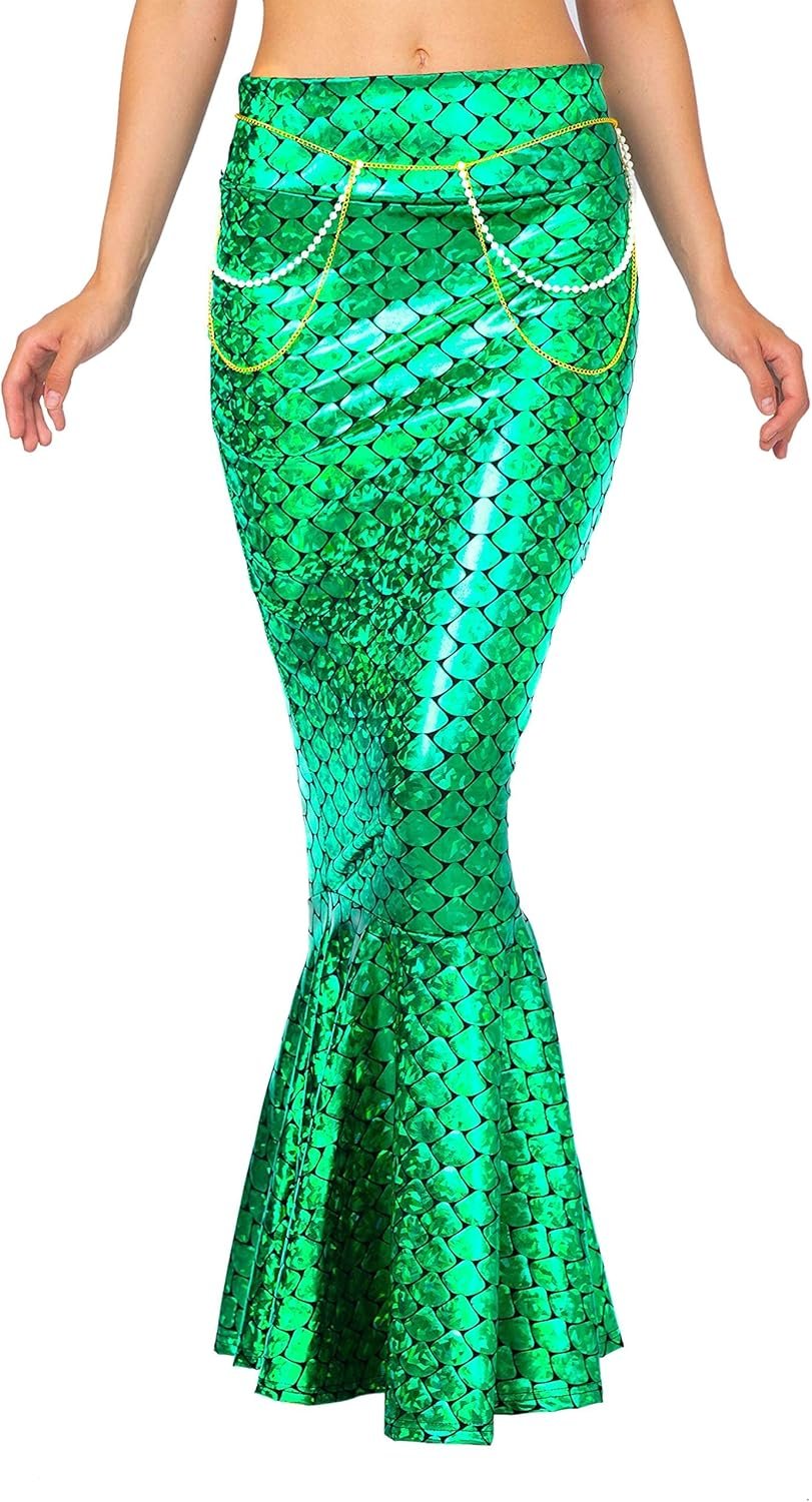 Spooktacular Creations Adult Metallic Hologram Shiny Mermaid Skirt Costume Role Play for Halloween Costumes Party Events - Image 6