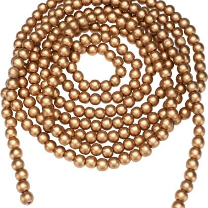 Christmas Wooden Bead Garland Wood Bead Garland Christmas Tree Decorations for Holiday Favors, 12 Feet(Gold)