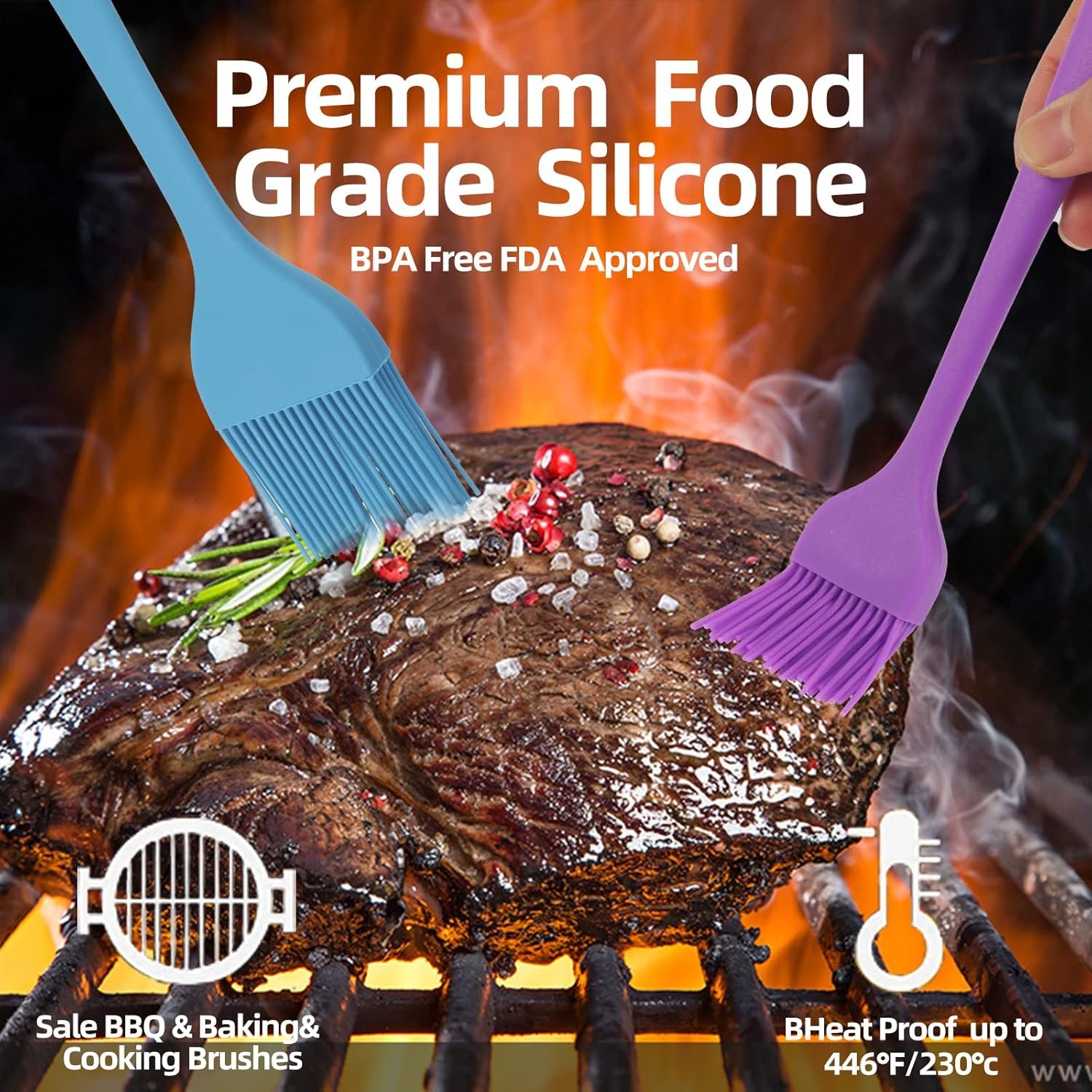 6 PCS CUALORK Silicone Basting Brush, Upgrade Pastry Brush,Heat Resistant Silicone Brushes, Premium Cooking Brush for Sauce Marinade Meat Glazing, Oil Brush for BBQ Kitchen Cooking Baking and Grilling - Image 4