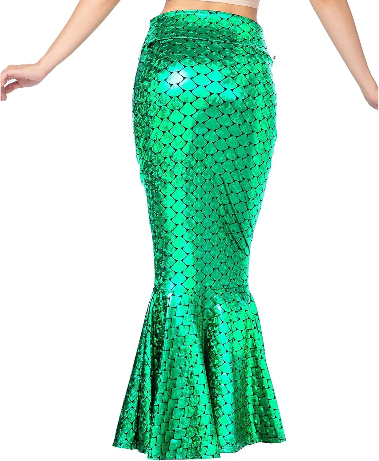 Spooktacular Creations Adult Metallic Hologram Shiny Mermaid Skirt Costume Role Play for Halloween Costumes Party Events - Image 4