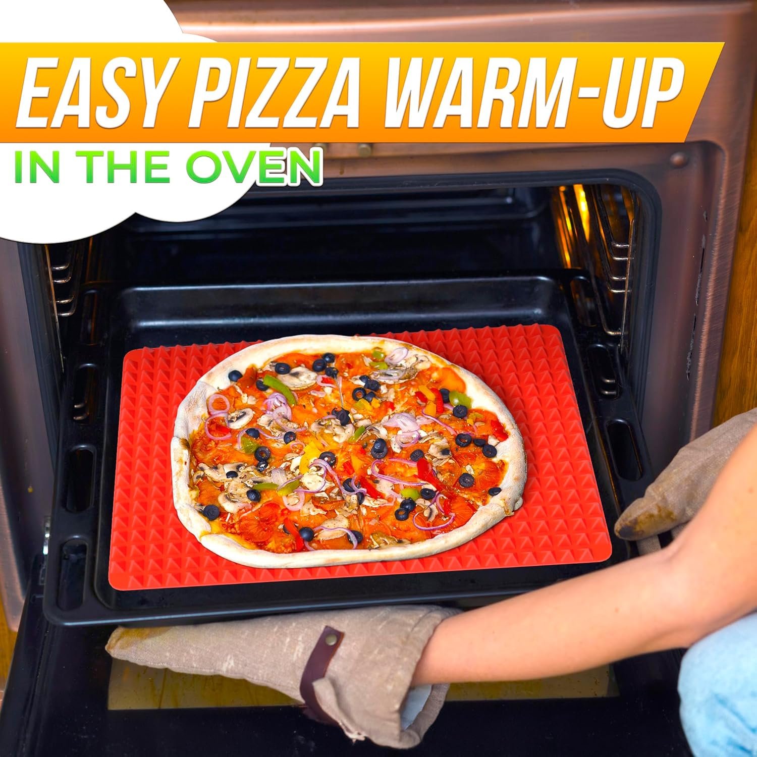 Non Stick Baking Cooking Mat - 16x11.5" Silicone Baking Mat, Fat Filtering Red Pyramid Design, for Roasting, BBQ & Pastry Making - Oven and Microwave Bacon Cooker Food Grade, Flexible & Easy-to-Clean - Image 8