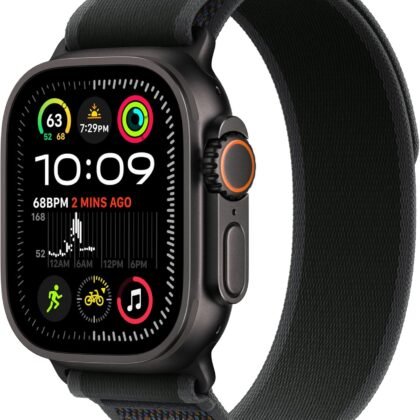 Apple Watch Ultra 2 [GPS + Cellular 49mm] - Black Titanium Case with Black Trail Loop, M/L (Renewed)