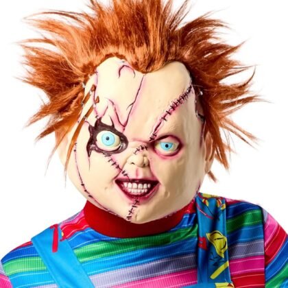 Rubies Bride of Chucky Movie Chucky Stitched Up 3/4 Vinyl Costume Mask for Adults, One Size for Themed Parties and Halloween