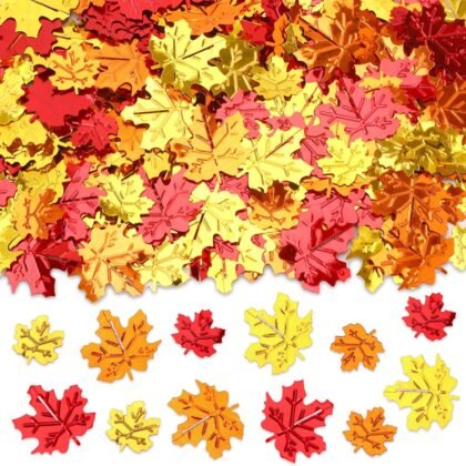 MARFOREVER Fall Glitter Confetti, Thanksgiving Metallic Foil Maple Leaves Fall Party Decorations Scatter Sequins Confetti Sprinkles for Thanksgiving Table Supplies