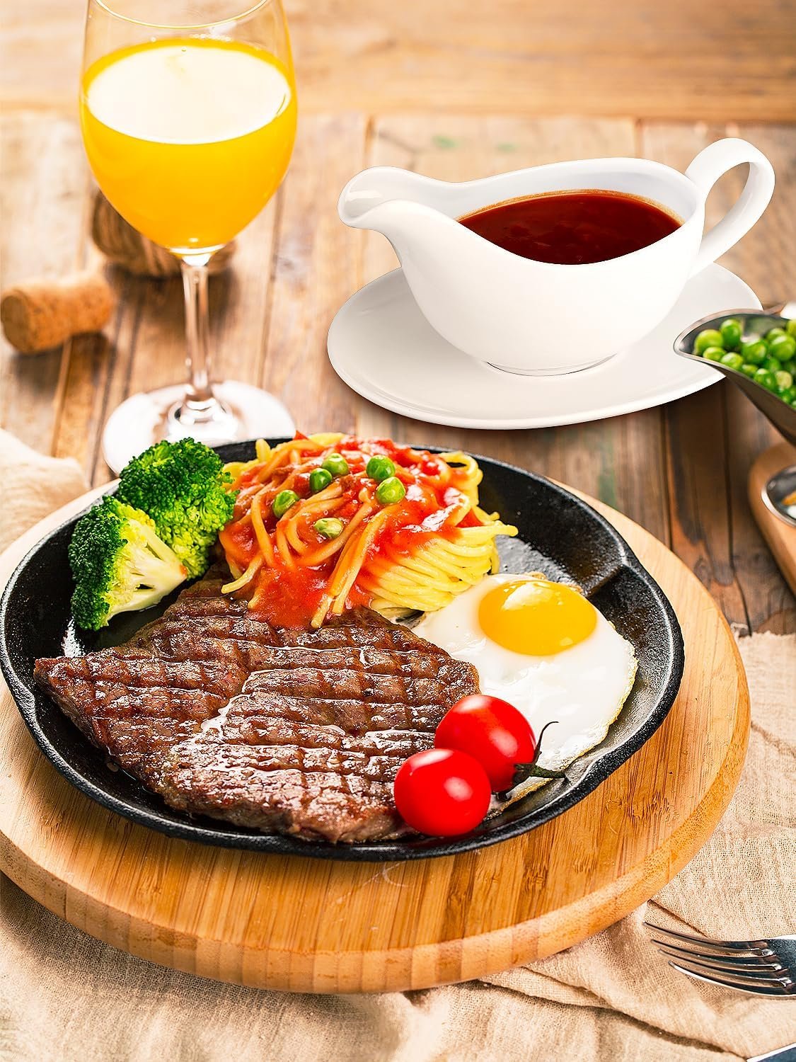 Yedio 18 oz Gravy Boat with Saucer, Large White Ceramic Gravy Boat, Boat and Tray for Turkey Beef Sauce, Salad Dressing, Creamer, Milk, Broth,Microwave and Dishwasher Safe - Image 7