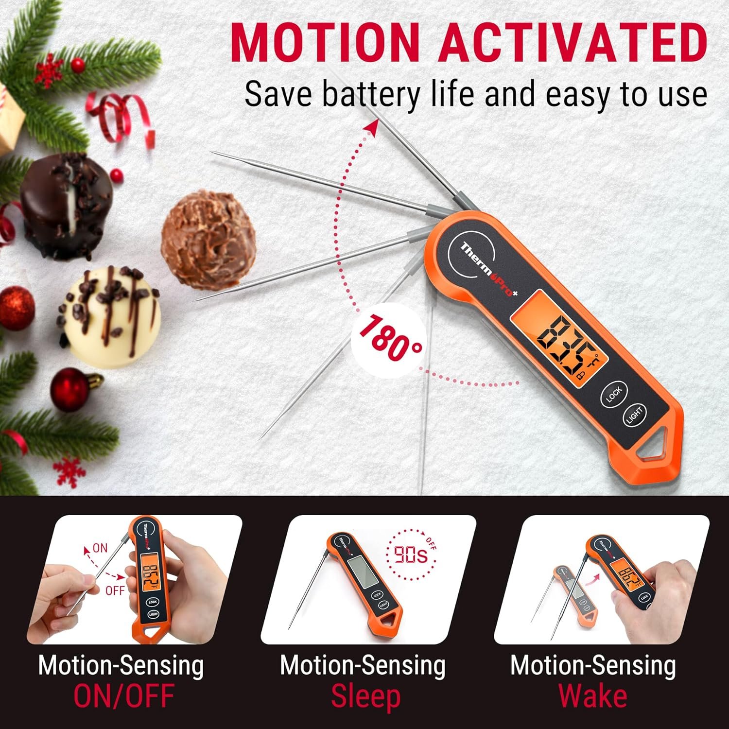 ThermoPro TP19H Digital Meat Thermometer for Cooking with Ambidextrous Backlit and Motion Sensing Kitchen Cooking Food Thermometer for BBQ Grill Smoker Oil Fry Candy Instant Read Thermometer - Image 5