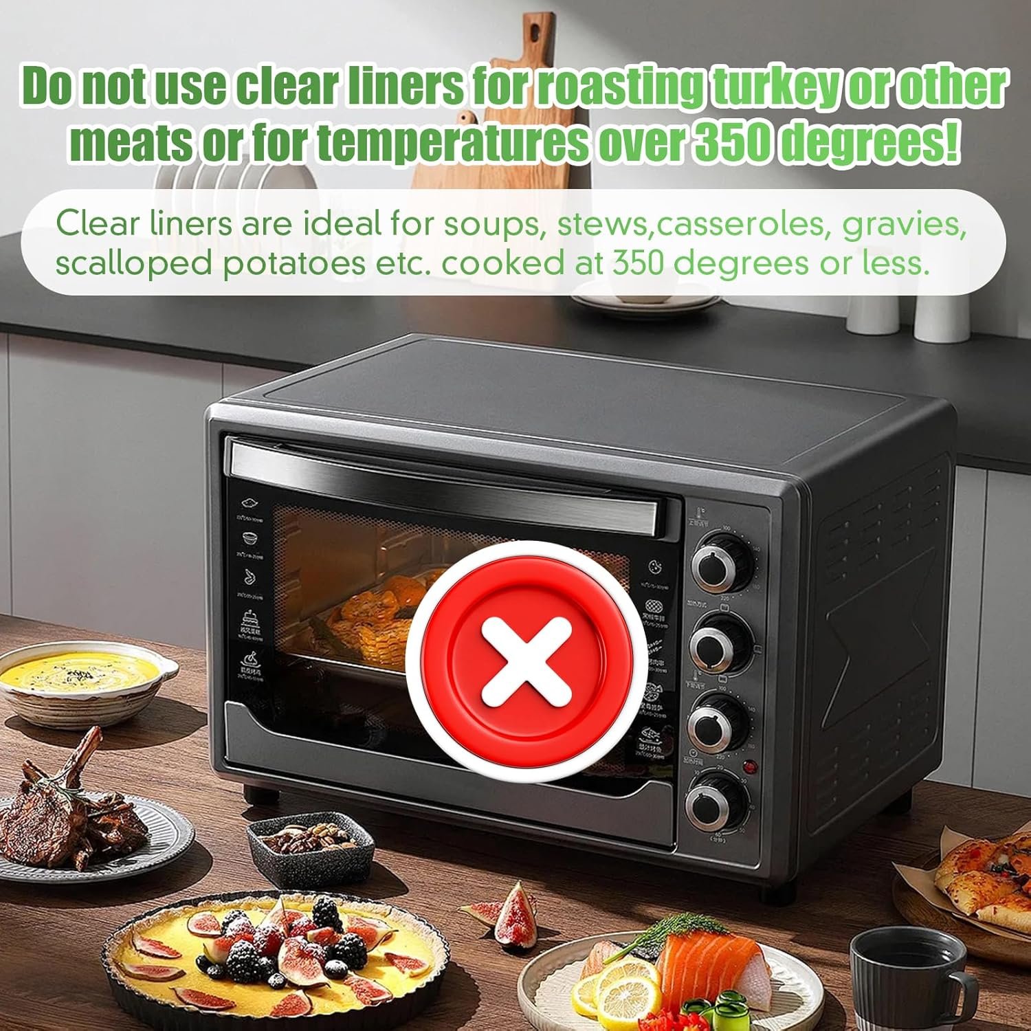 CAREGY Electric Roaster Liners 34 x 18 Inch 10 Counts Disposable Roaster Liners Fits 16, 18, 22 Quarts Roasters, Roasting Oven Liners Cooking Bags for Immediate Cleanup - Image 8